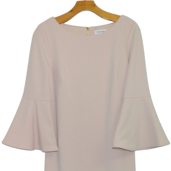 Calvin Klein Soft Pink 3/4 Quarter Inch Bell Cuff Sleeve Shift Dress Size 8 - Picture 5 of 16